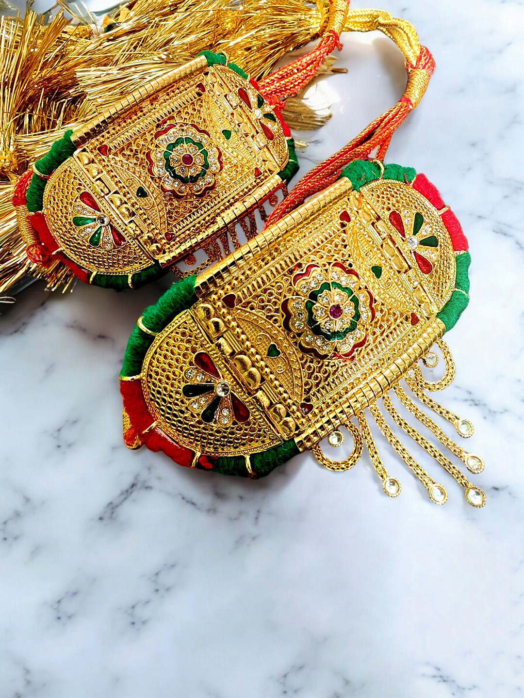 RAJASTHANI GAHANA Gold-Plated Stone Studded Armlet Bracelet