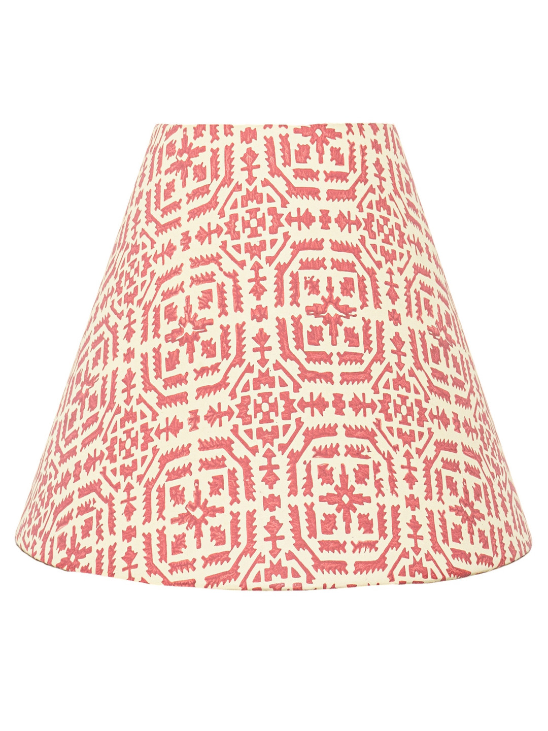 Lampenschirm India Red Printed Cotton Frusturical Shaped Lampshade