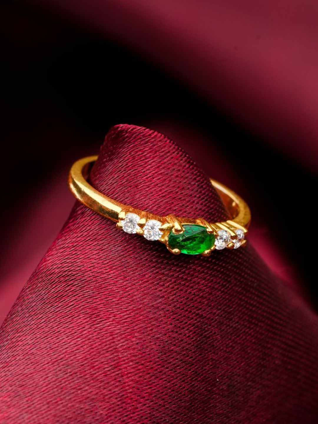 Soraya Luxe 925 Sterling Silver Gold-Plated CZ Studded Finger Ring