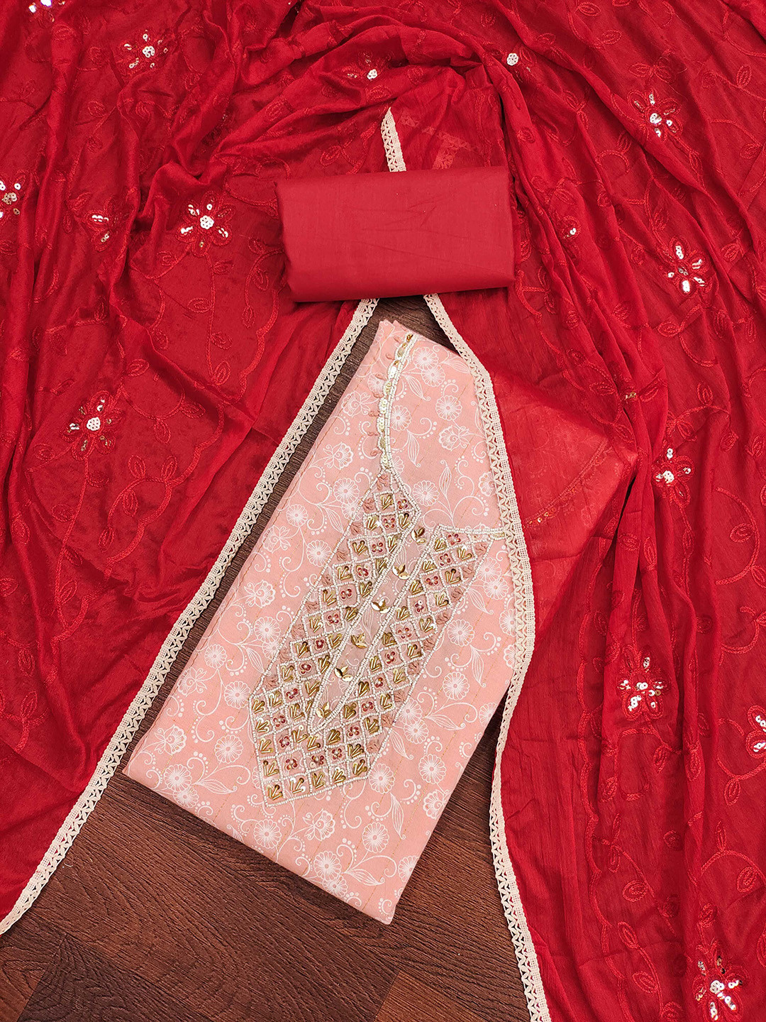 SHADOW & SAINING Pure Cotton Semi-Stitched Dress Material