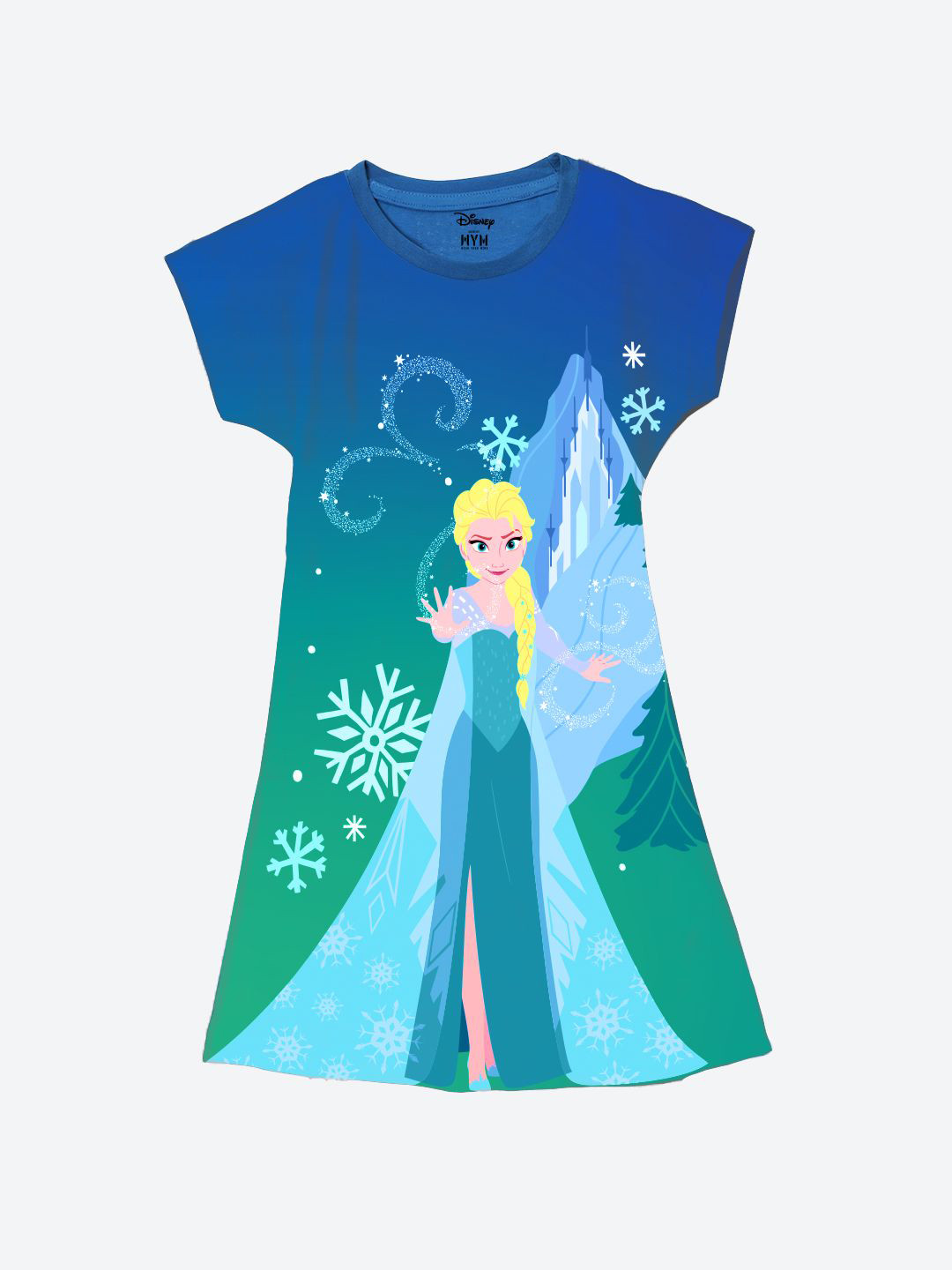 Wear Your Mind Girls Elsa Frozen Printed T-Shirt Knee Length Dress