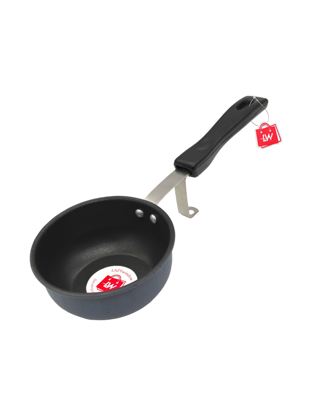 LAZYwindow Black Metal Dishwasher Safe Non Stick Tadka Pan