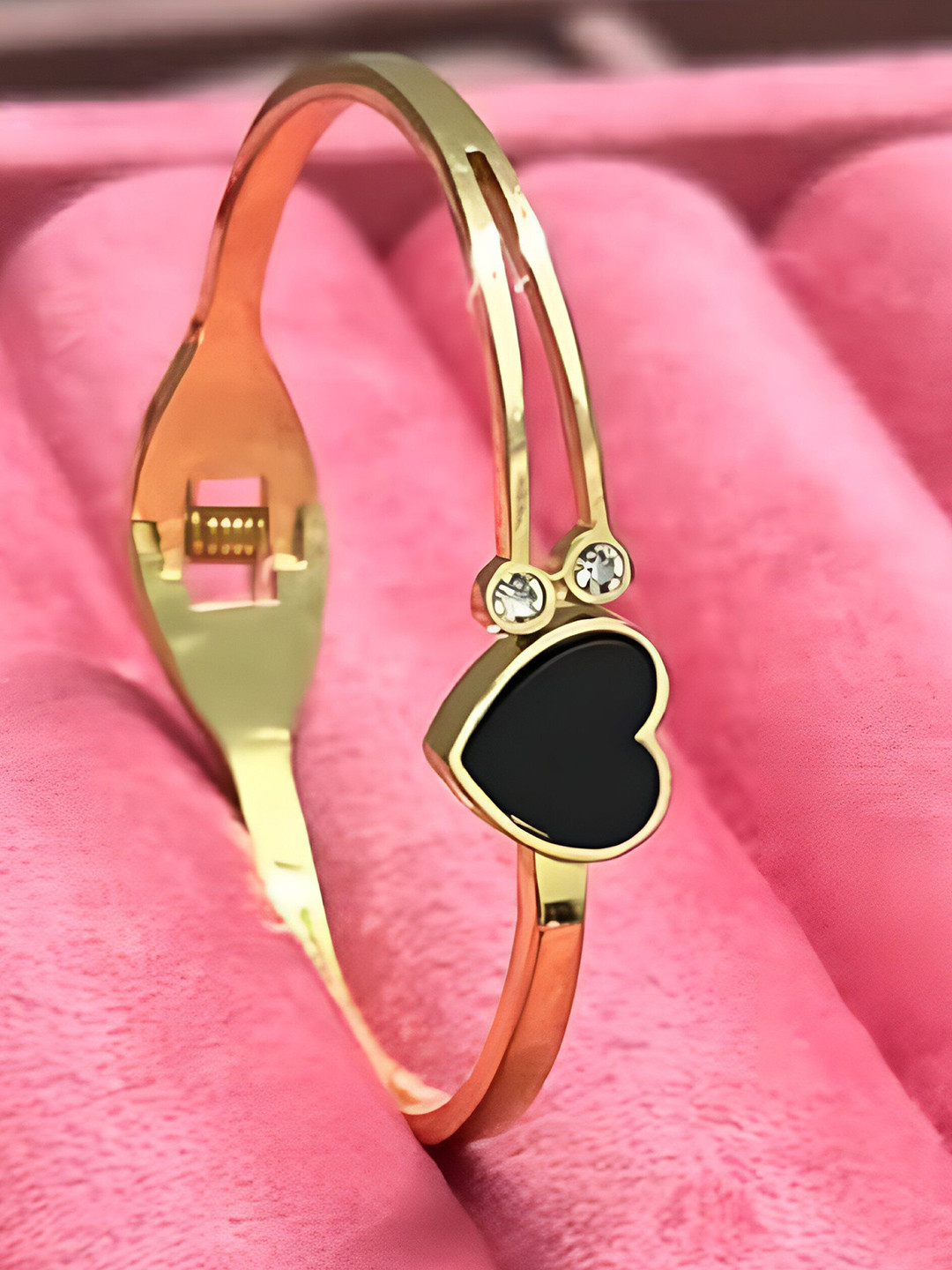 Crazy Fashion Unisex Gold-Plated Cubic Zirconia Studded Bangle-Style Bracelet