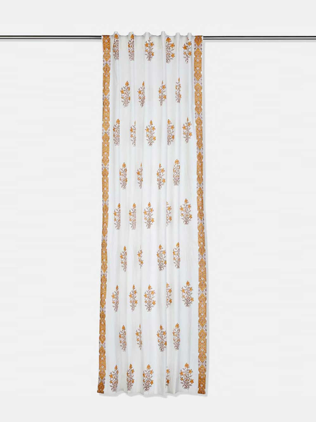 Fabindia Yellow & White Floral Long Door Curtain