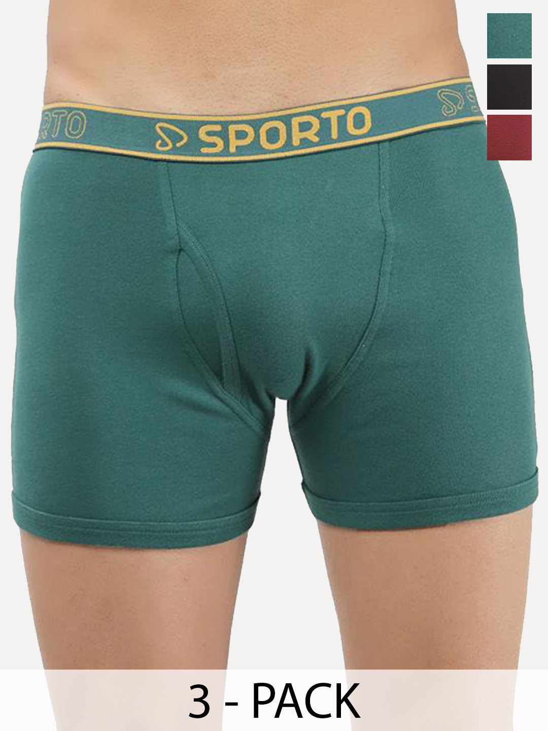 Sporto by Macho Pack Of 3 Men Outer Elastic Trunk Sprto_M1022-B(1)-M(1)-Prt(1)-L-B_M_Prt Trunk