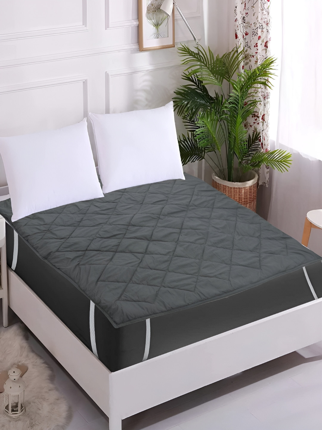 RRC Grey Quilted Water Resistant Microfiber Cotton Mattress Protector