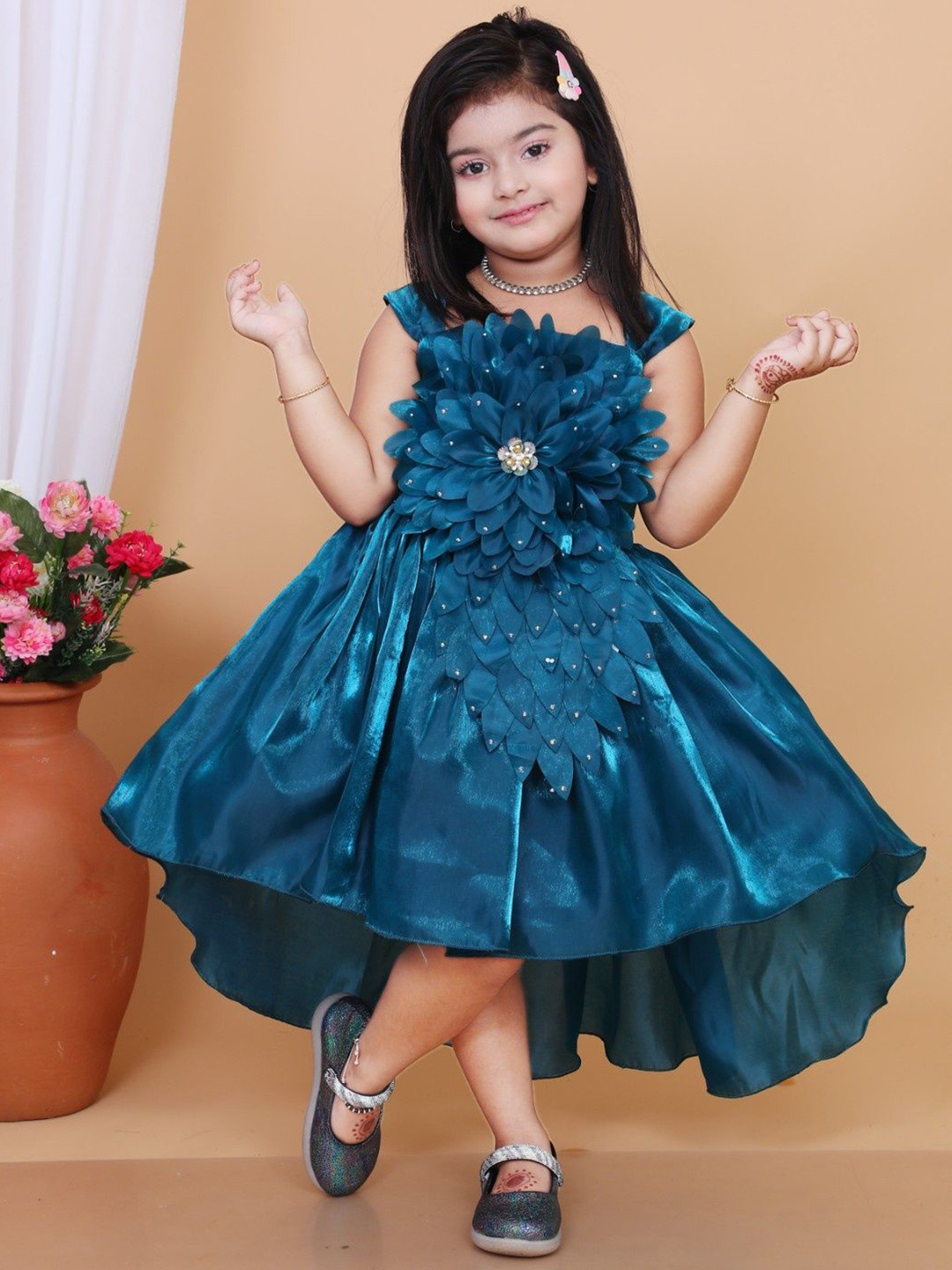 PN Fashion Floral Net Fit & Flare Dress