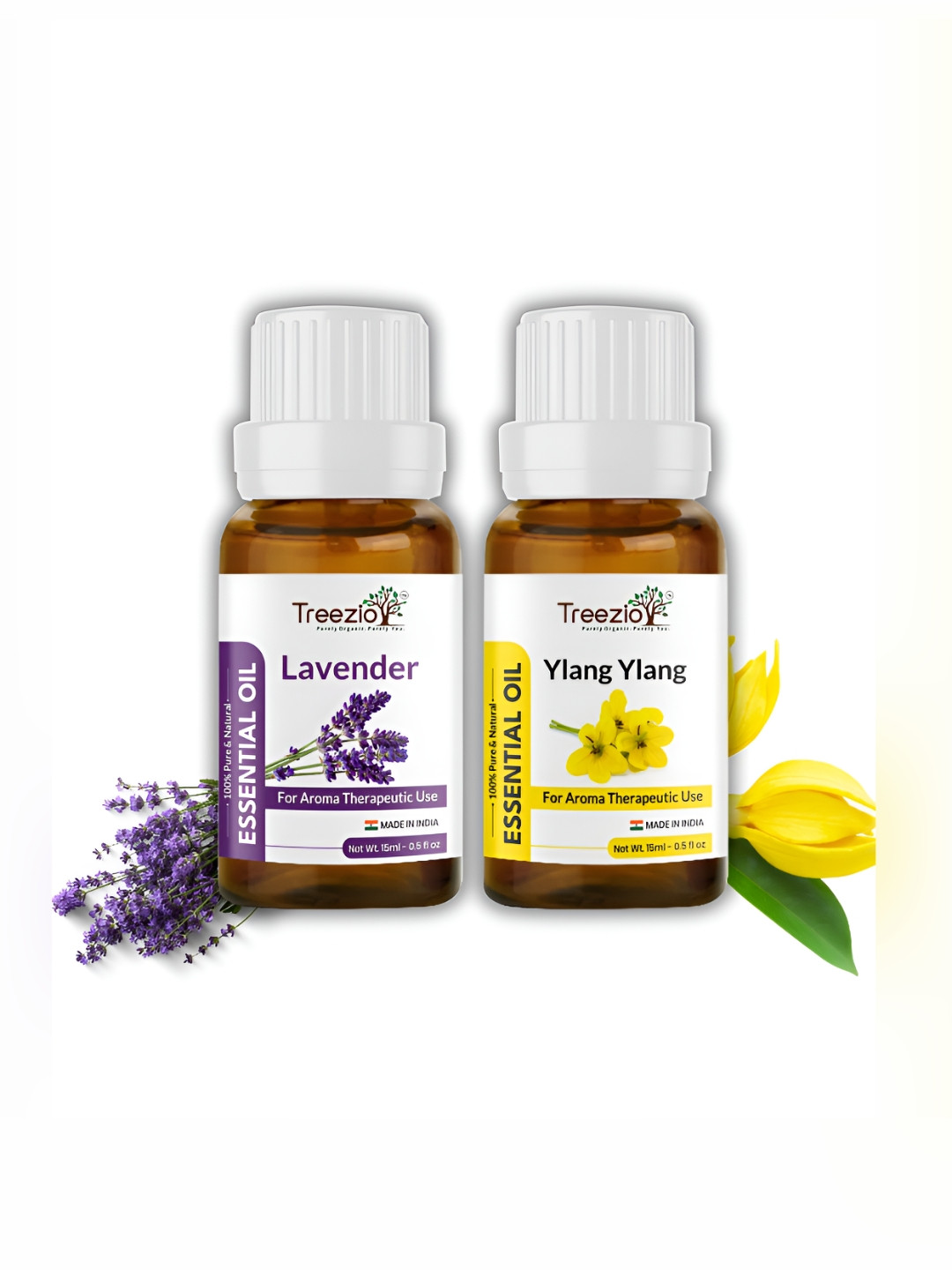 Treezio White 2 Pieces Pure Lavender & Ylang Ylang Essential Oil-15ml