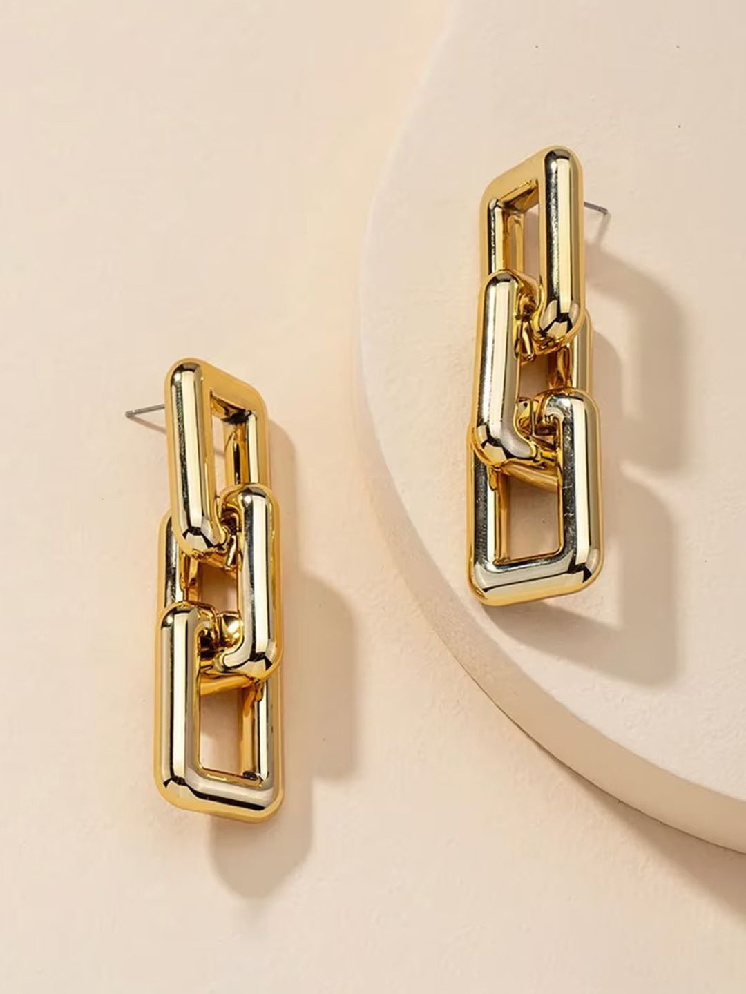 DressBerry Link Chain Square Drop Earrings