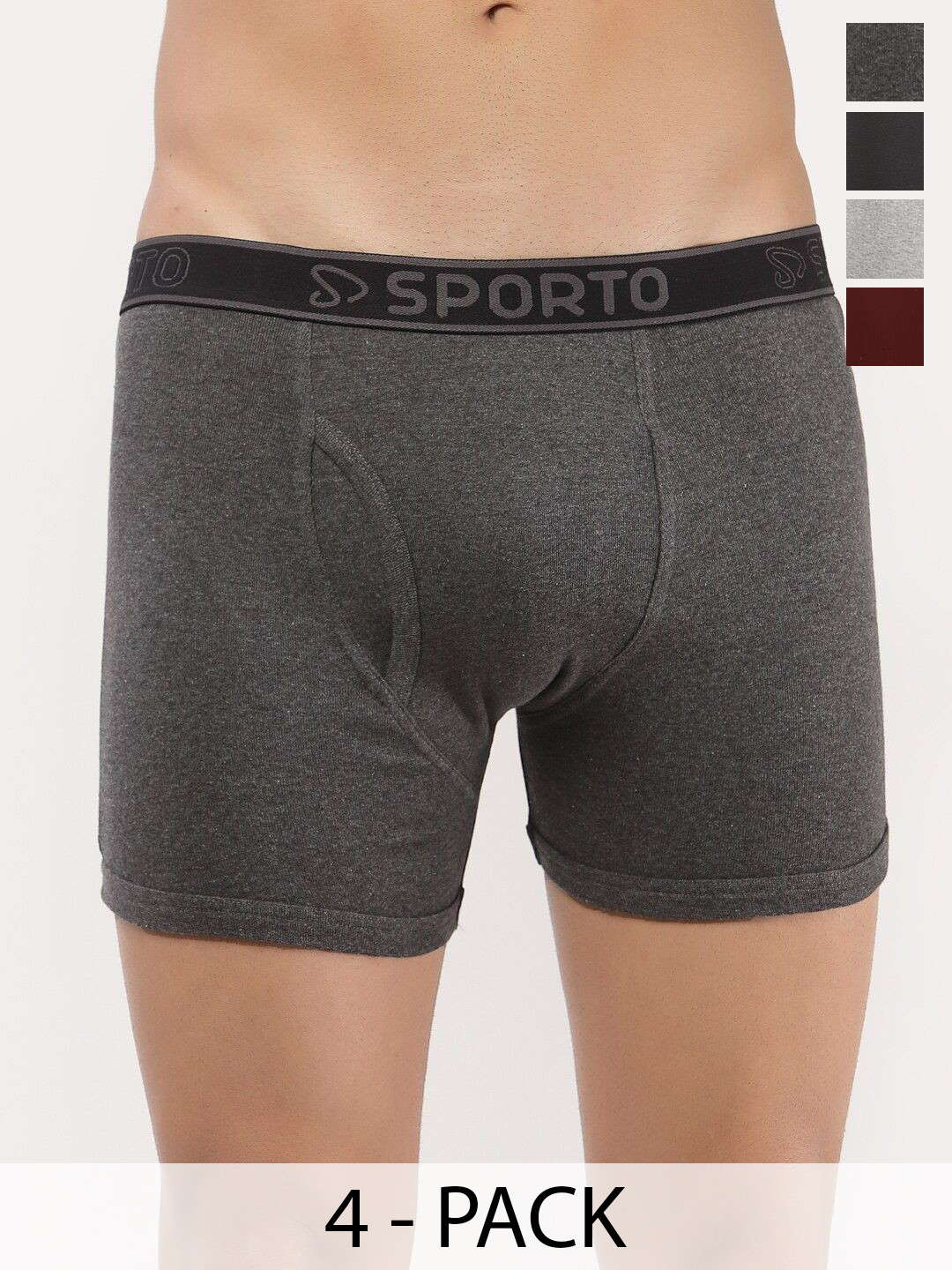 Sporto by Macho Men Pack Of 4 Mid Rise Long Basic Trunk