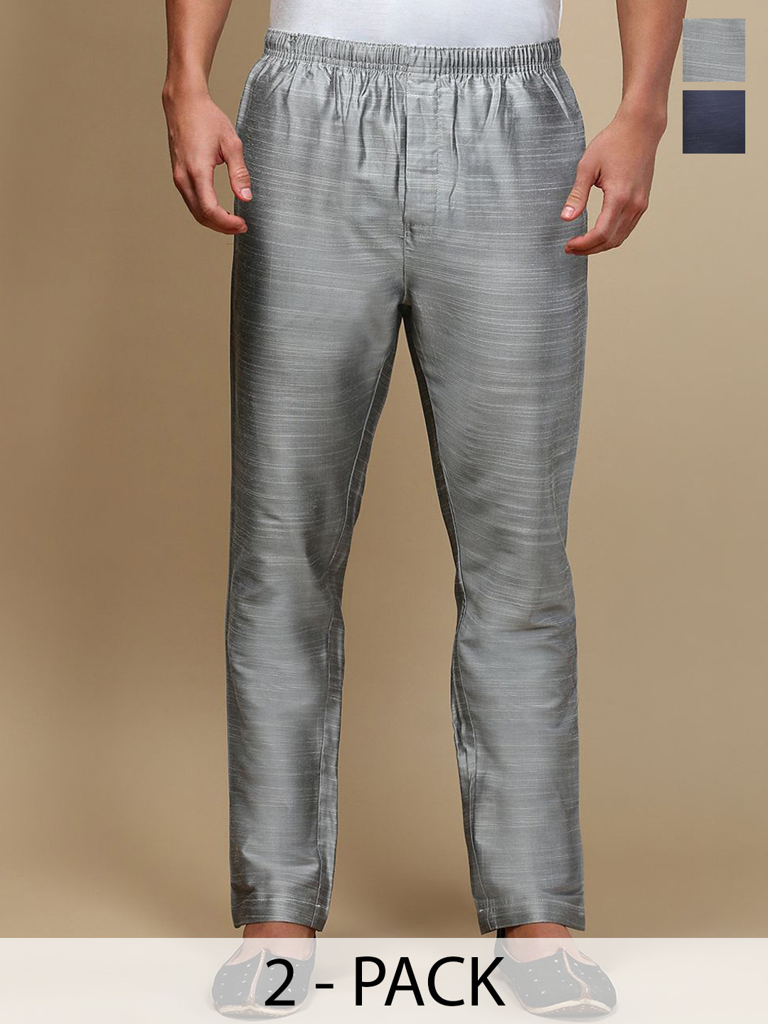 WHITE HEART Men Pack Of 2 Relaxed Fit Mid Rise Pajamas