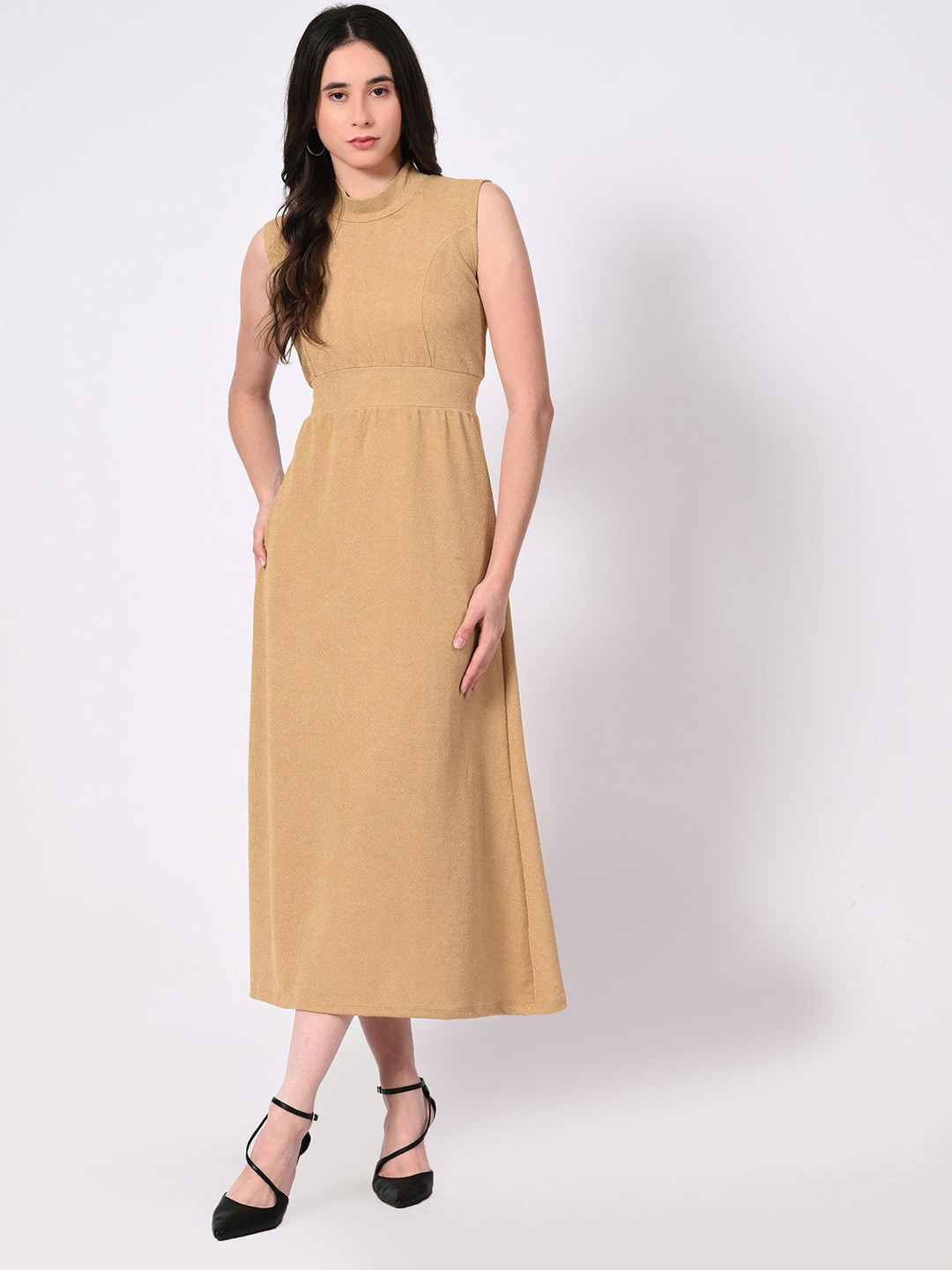 BAESD Applique Formal Fit & Flare Mock Neck Midi Dress