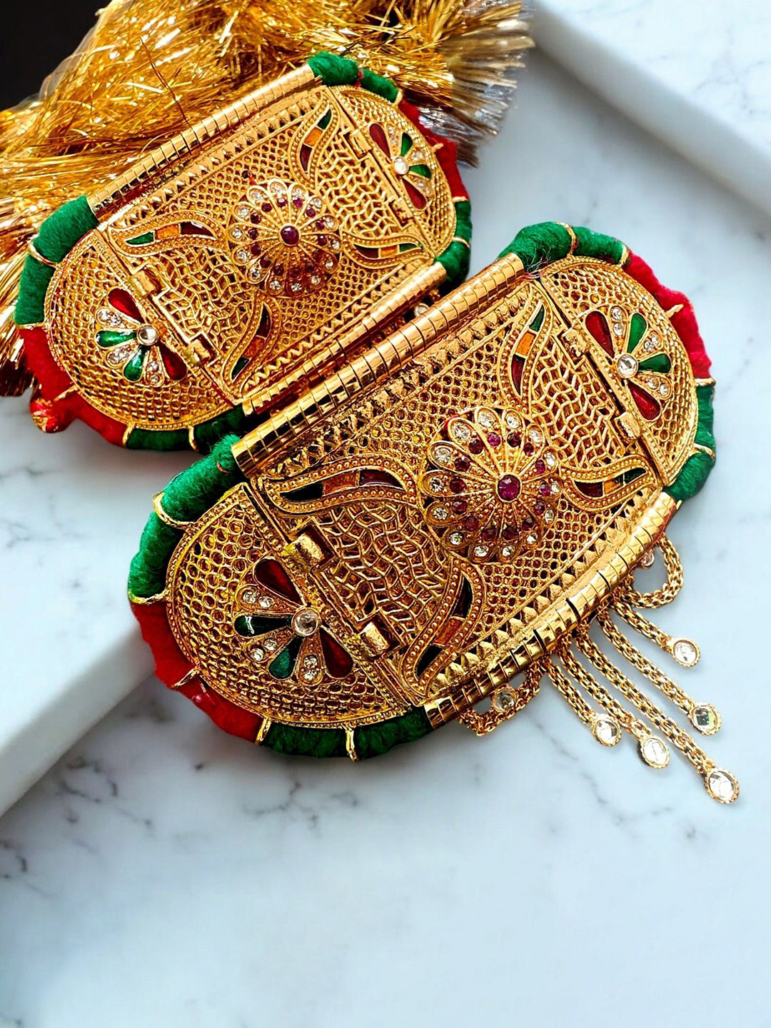RAJASTHANI GAHANA Gold-Plated Crystals Studded Armlet Bracelet