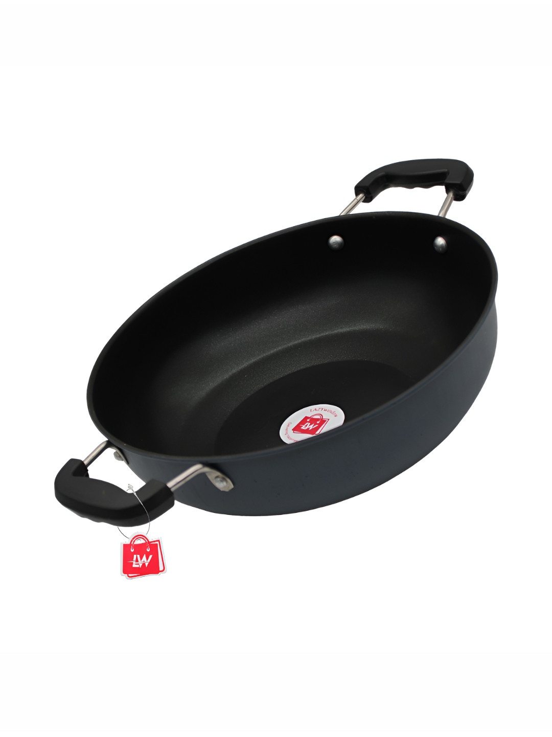 LAZYwindow Black Metal Dishwasher & Microwave Safe Nonstick Kadhai