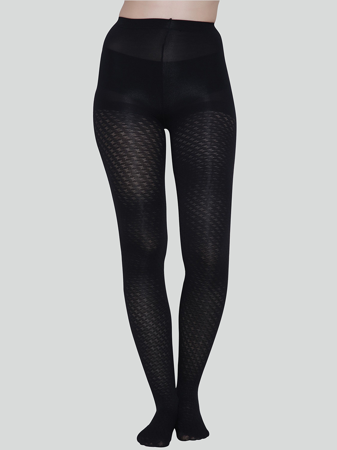 Glamoras Women Black Semi Sheer Stretchable Pantyhose Stocking