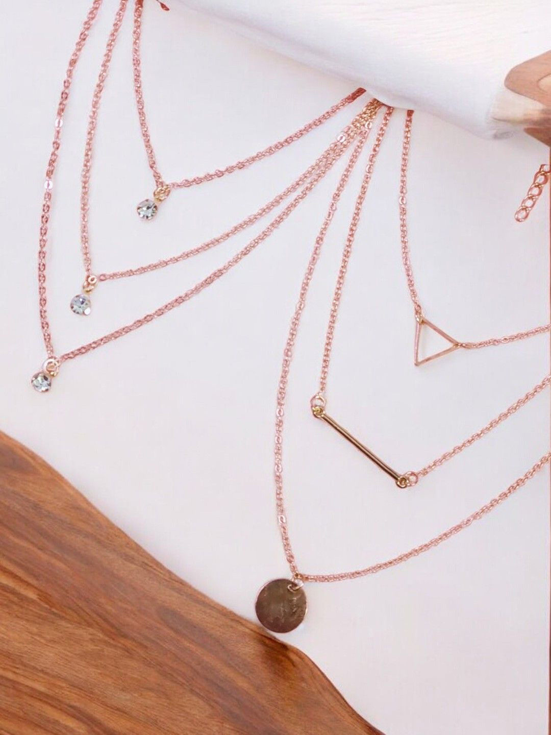 DressBerry Set Of 2 Crystals Studded Multi Layered Charm Statement Chains