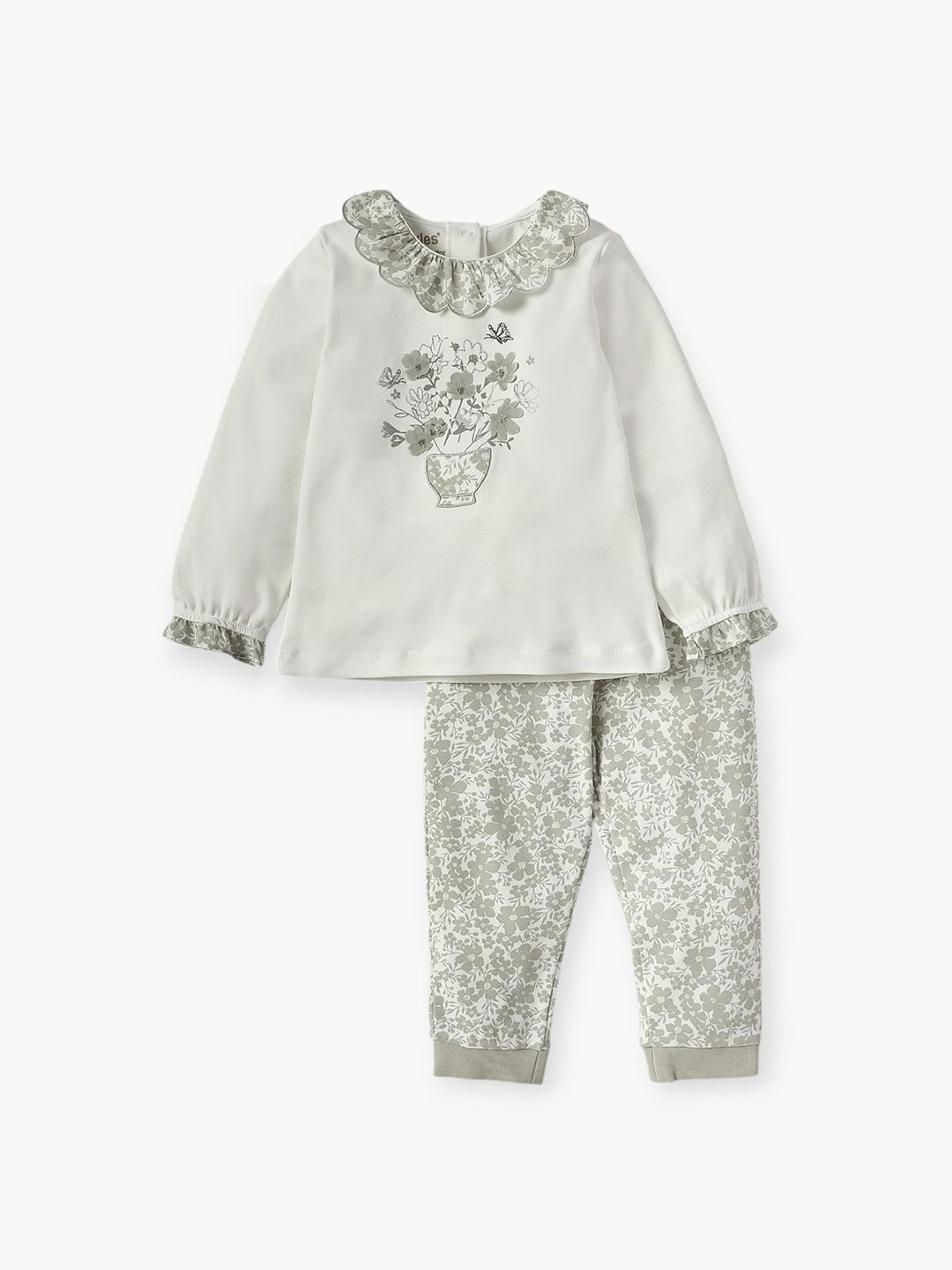 Giggles by Babyshop Girls Round Neck Pure Cotton T-shirt With Pyajams