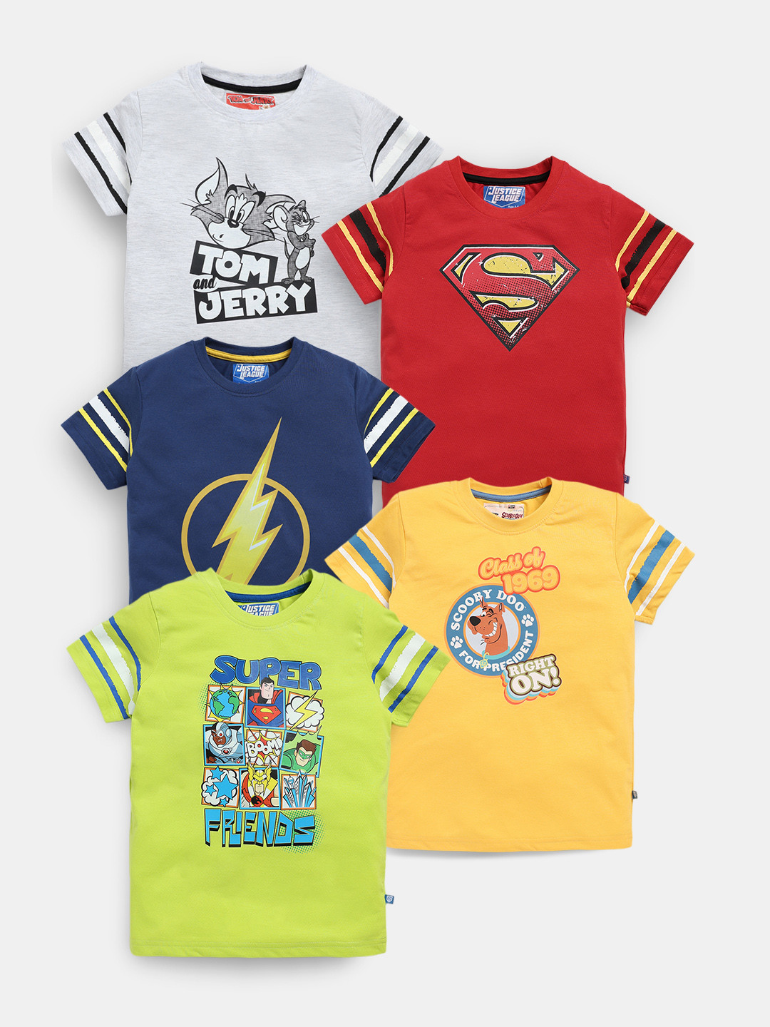 Here&Now X Game Begins Boys Assorted Pack Of 5 Printed Pure Cotton T-shirt