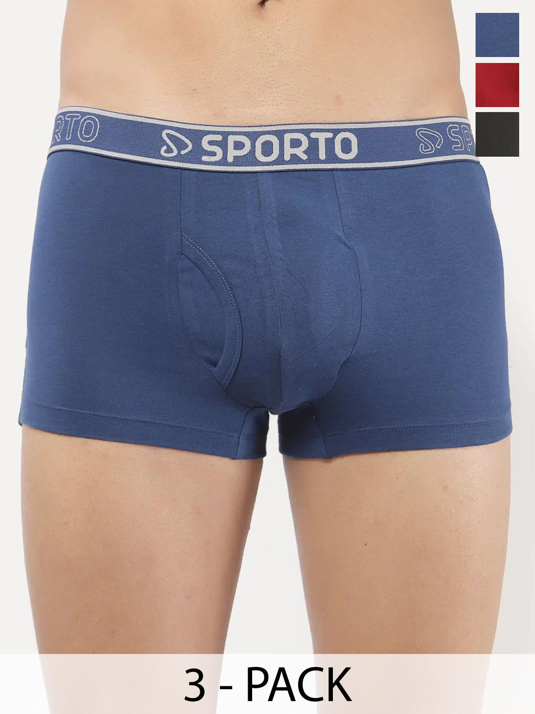 Sporto by Macho Pack Of 3 ShortTrunk Sprto_M1022-Dnm(1)-Olv(1)-R(1)-S Trunk