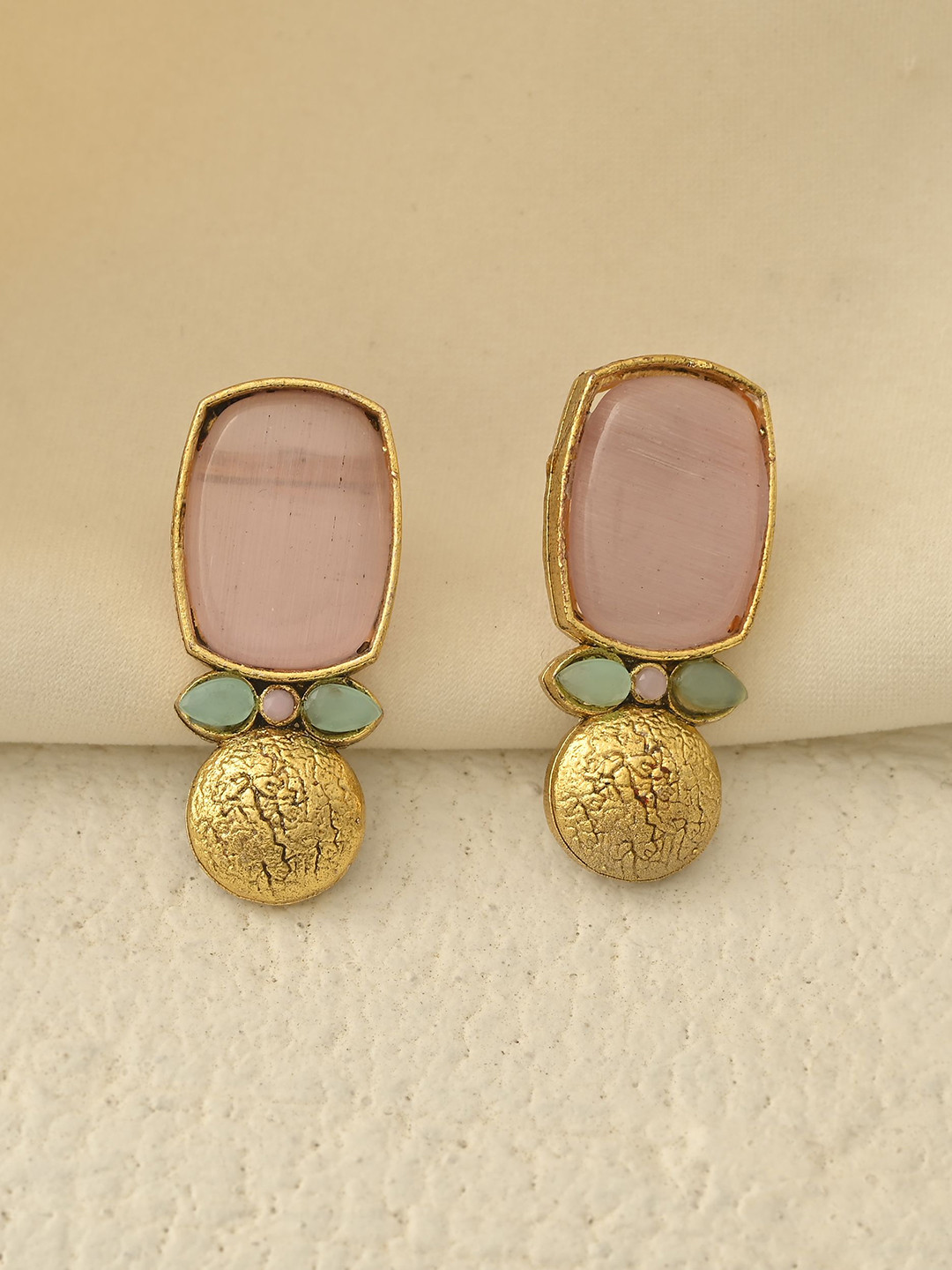 DASTOOR Gold-Plated Geometric Shaped Artificial Stones Drop Earrings