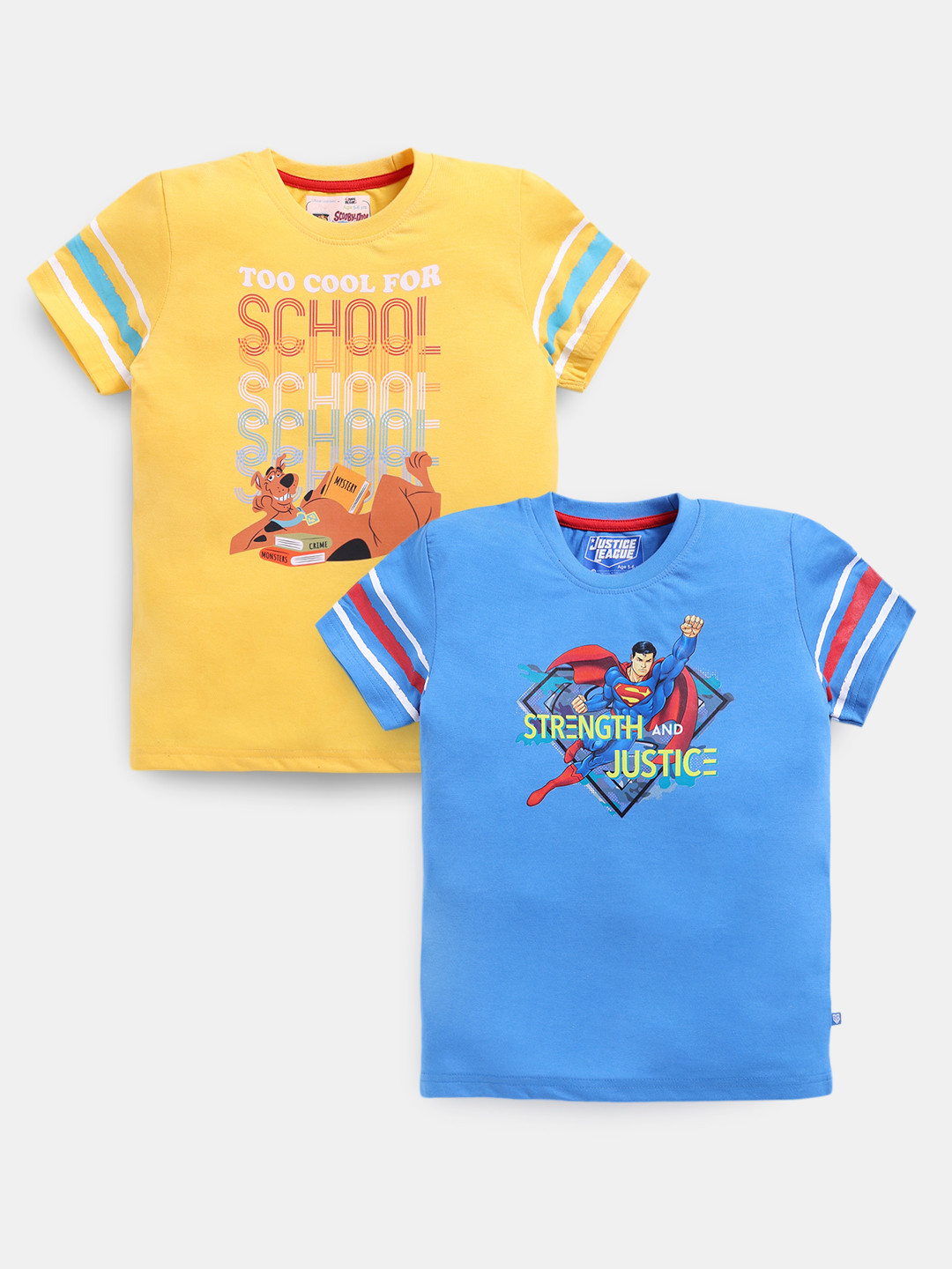 Here&Now X Game Begins Boys Cotton Set of 2 Superhero & Humour Printed T-shirt