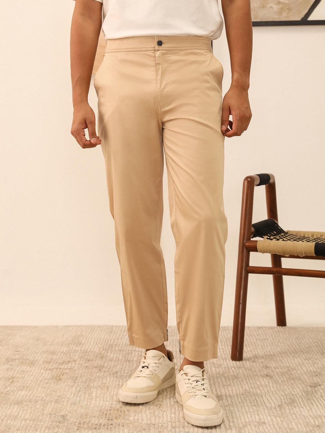 PRIMAL GRAY Men Cotton Easy Wash Chinos Trousers