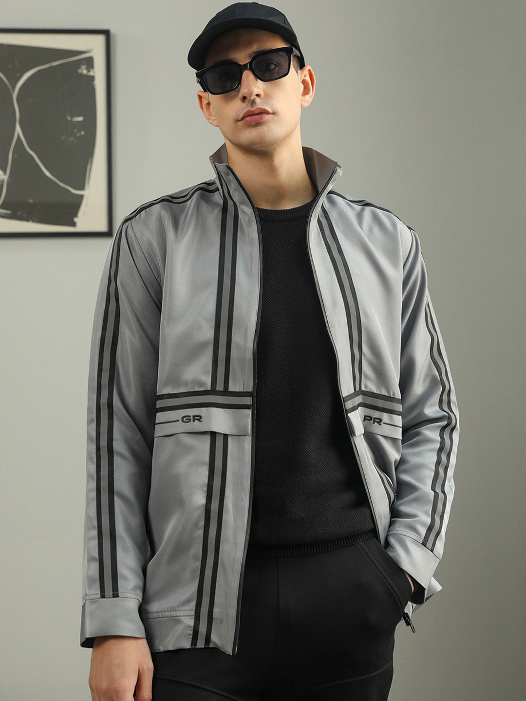 PRIMAL GRAY Men Striped Tailored Jacket