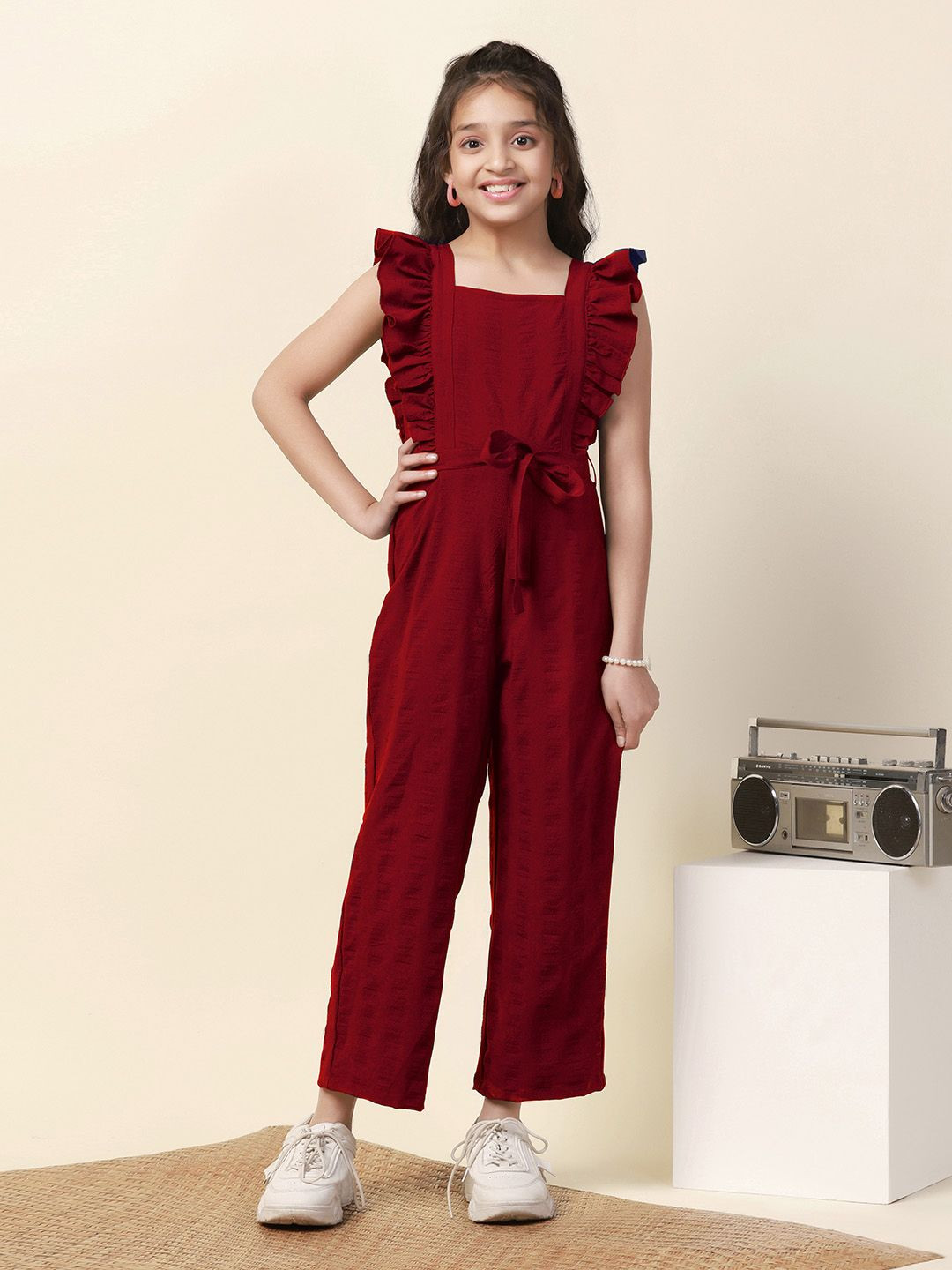 YK Girls Square Neck Basic Jumpsuit