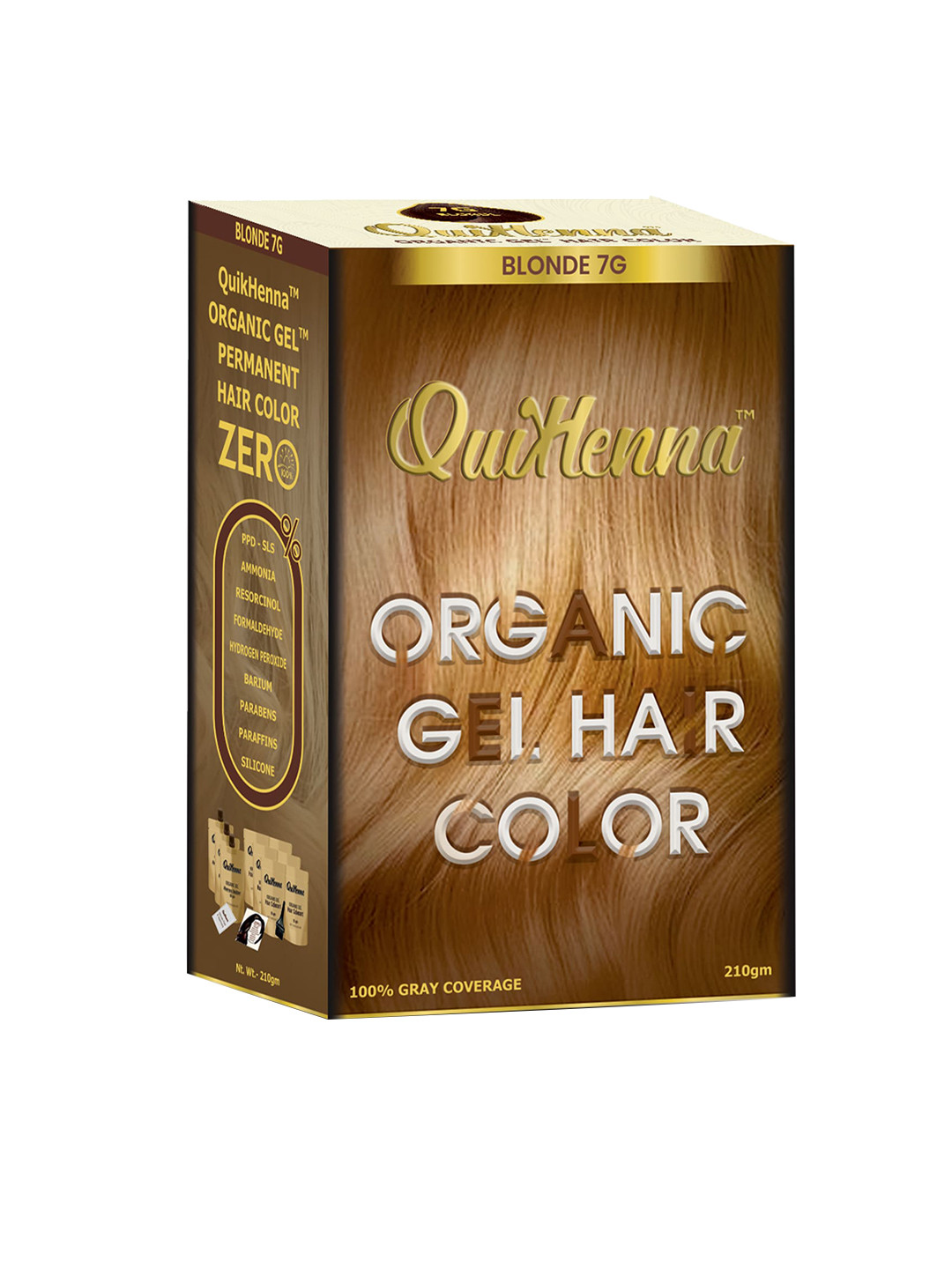 QUIKHENNA Organic Gel PPD & Ammonia Free Hair Colour 210gm - Blonde 7G