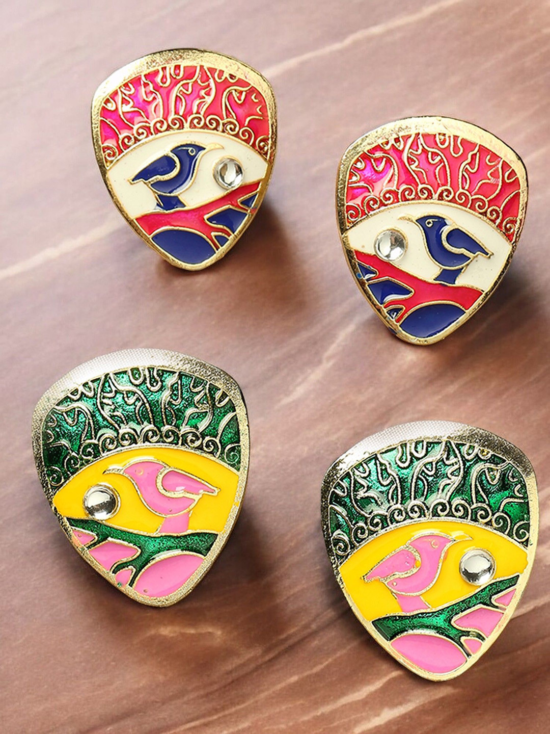 Anouk Set Of 2 Artifdicial Stones Studded And Beaded Contemporary Studs