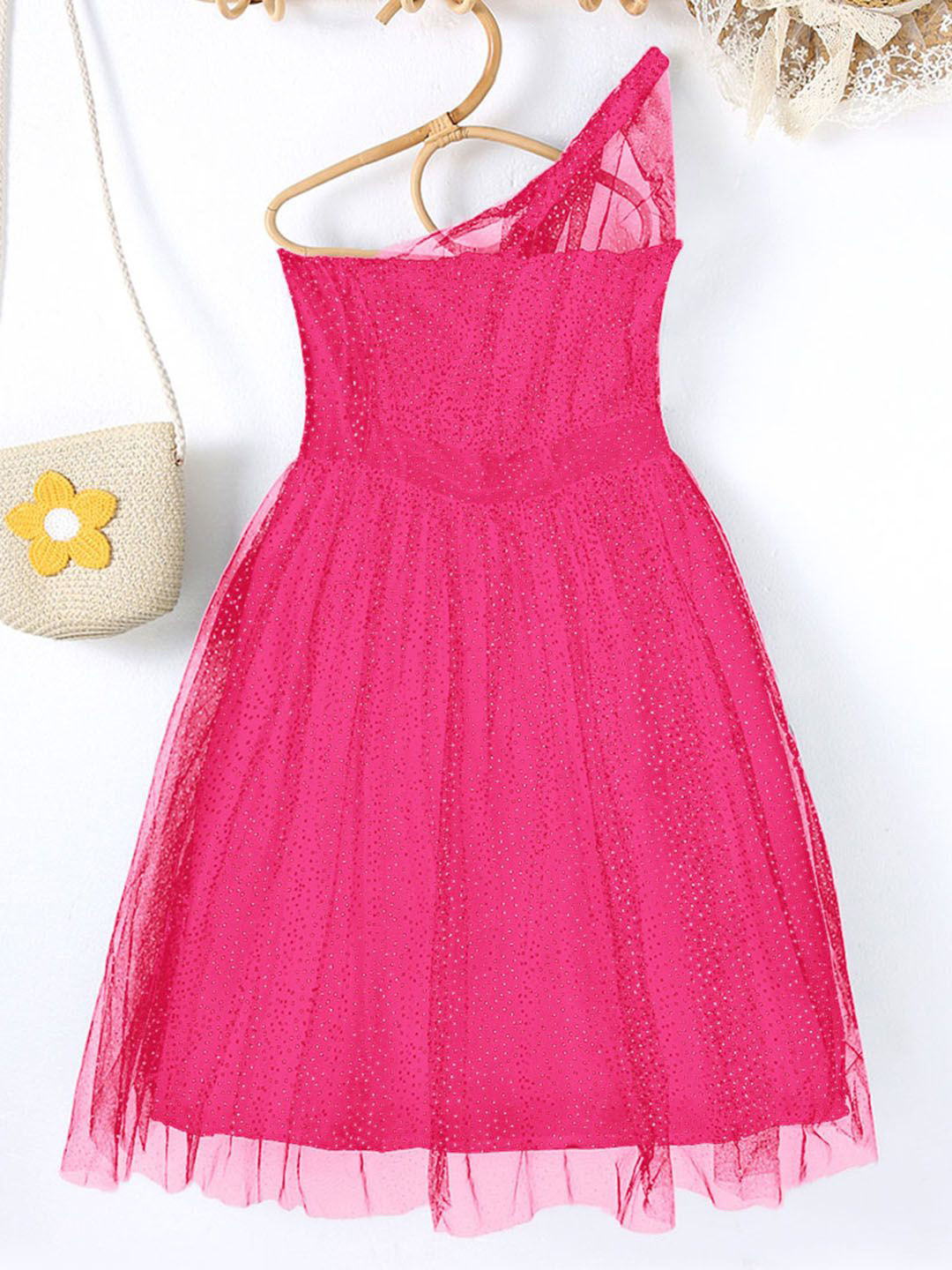 INCLUD  Girls Print One Shoulder Fit & Flare Dress