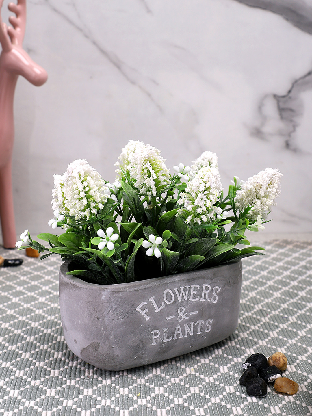 TAYHAA Grey 1 Pieces Snapdragon Artificial Plant With Pot