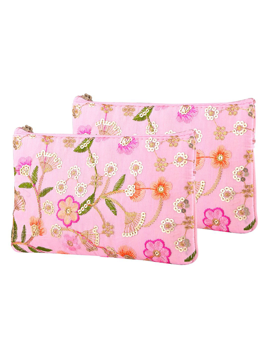 Kuber Industries Pack of 2 Traditional Ladies Hand Purse with Zip Embroidered Purse Clutch