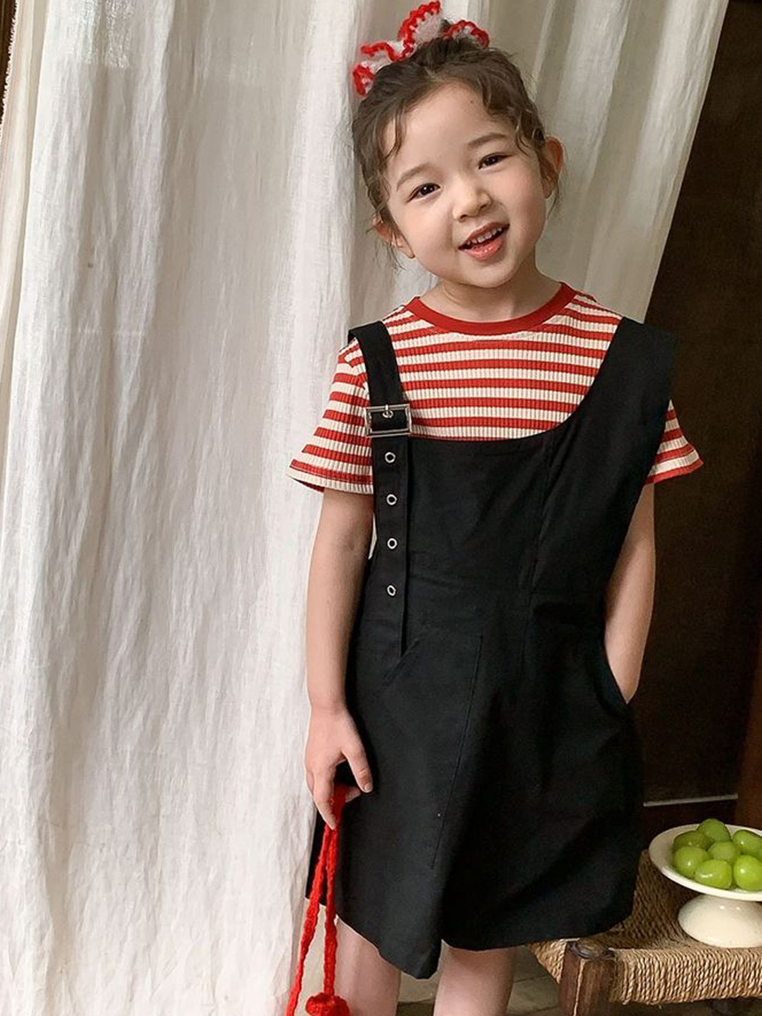 LULU & SKY Girls Wide Leg Short Dungaree