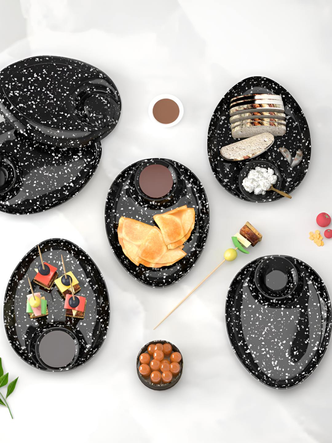 Castleite Black & White 6 Pieces Melamine Plates