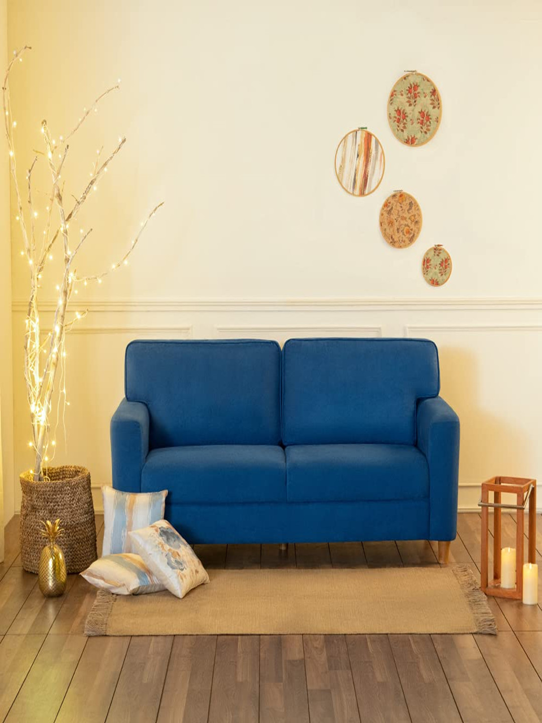 Duroflex Utopia Blue 2 Seater Fabric Sofa