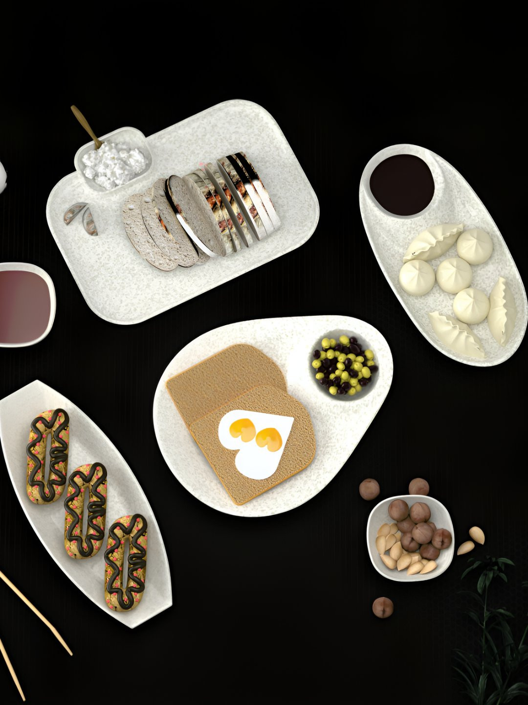 Castleite White 6 Pieces Food Plater