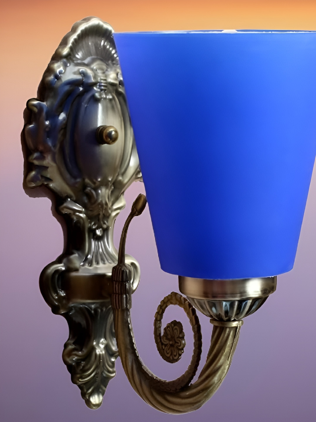 KINIS Black & Blue Textured Metal Frustum Shaped Wall Lamp With Bulb