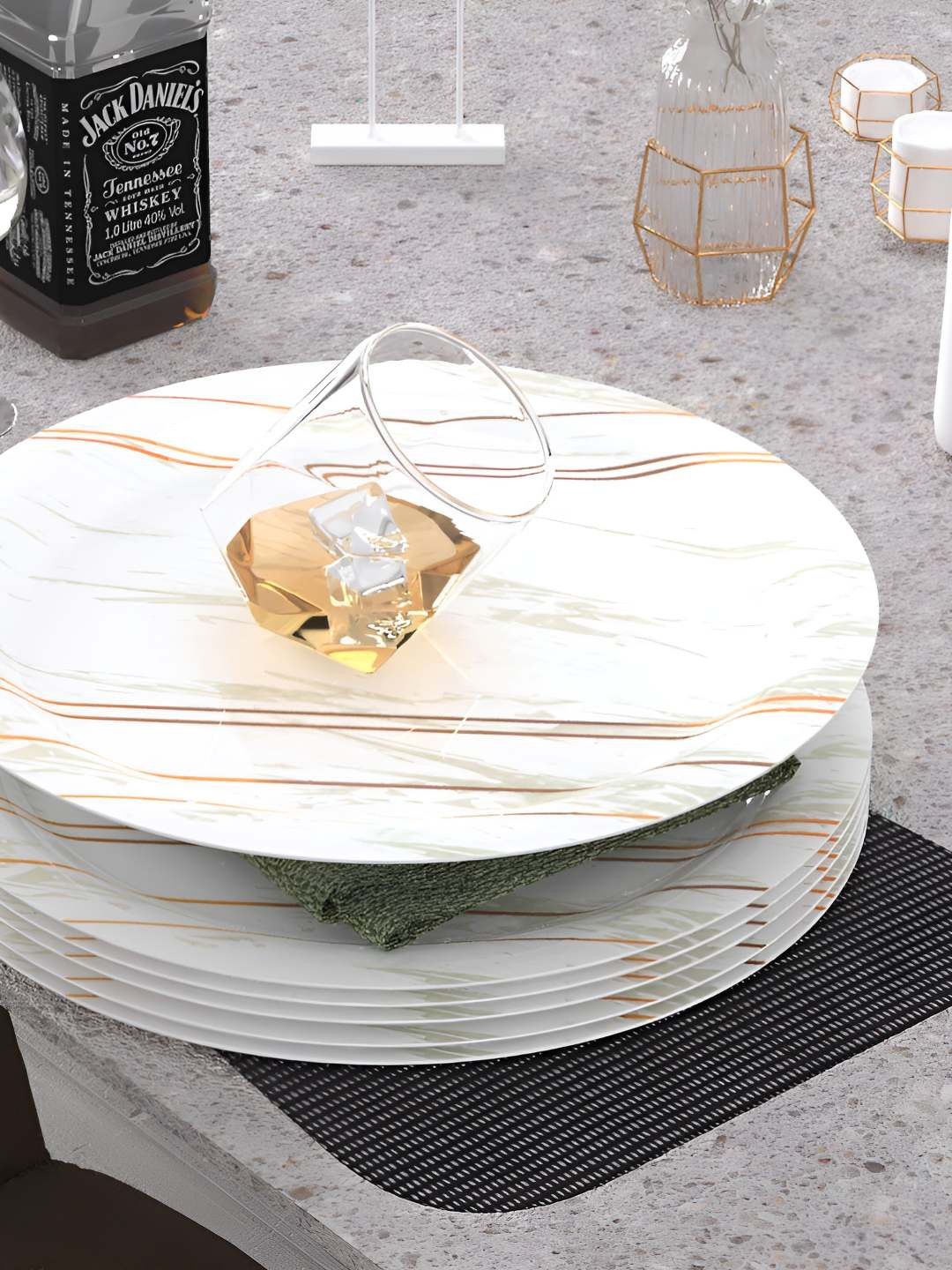 Castleite White & Brown 6 Pieces Melamine Plates