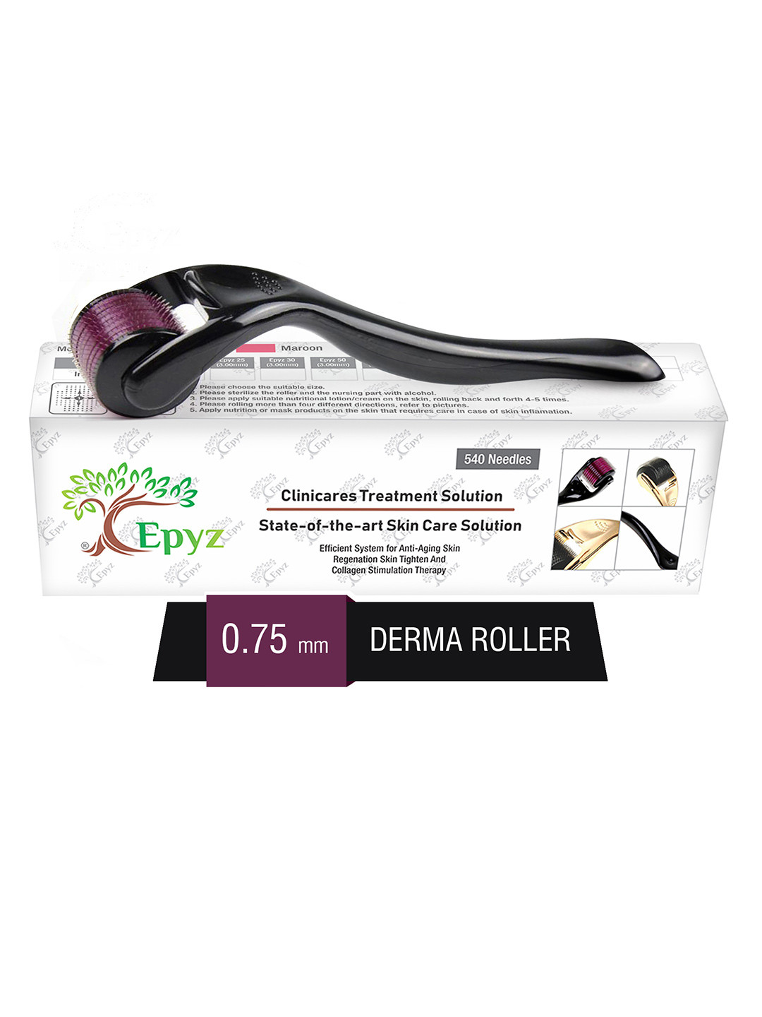 Epyz Derma Roller For Hair Growth With 0.75 mm 540 Stainless Steel Needles