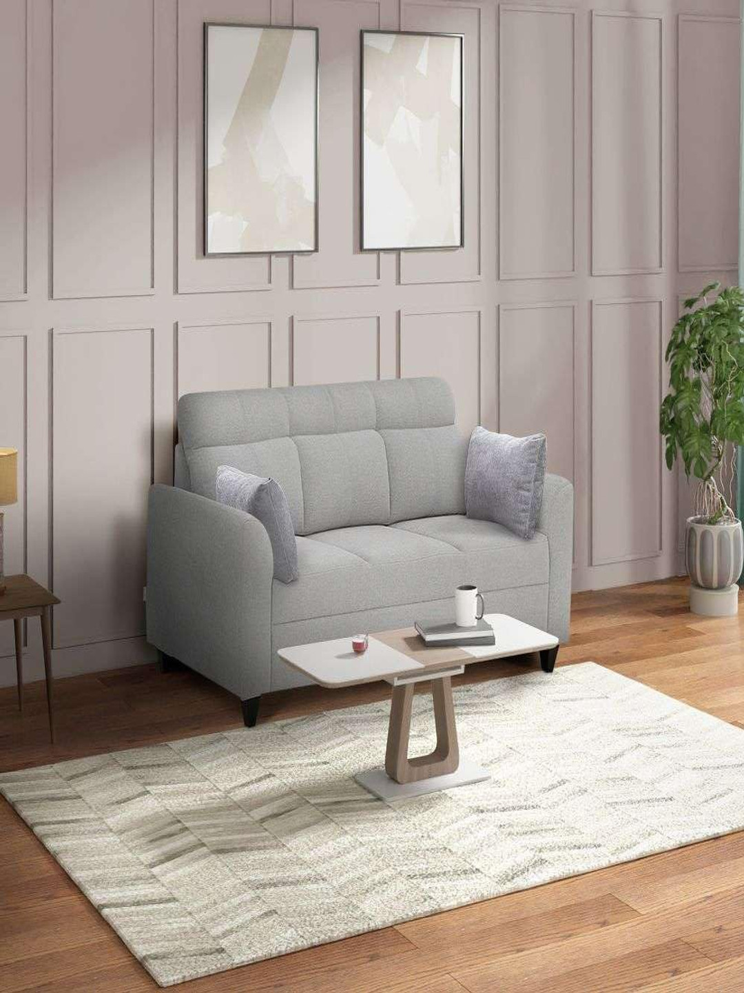 Duroflex Grey Zivo Plus Cloudy Grey fabric 3 Seater Sofa set