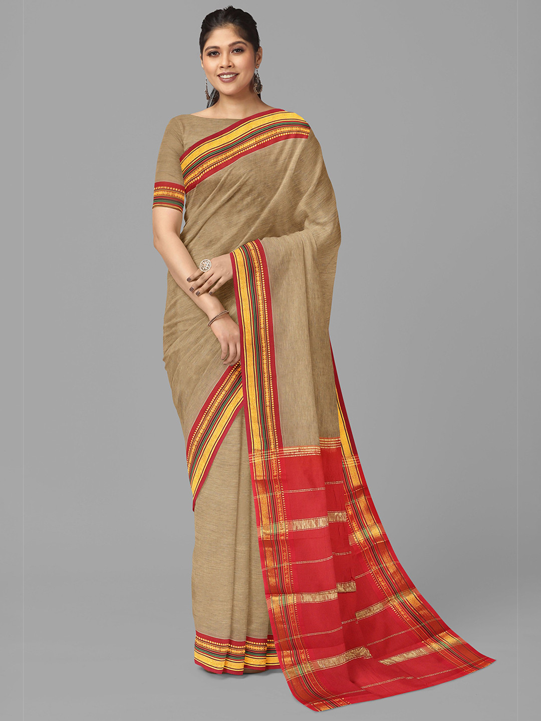 The Chennai Silks Ikat Saree With Unstitched Blouse Piece