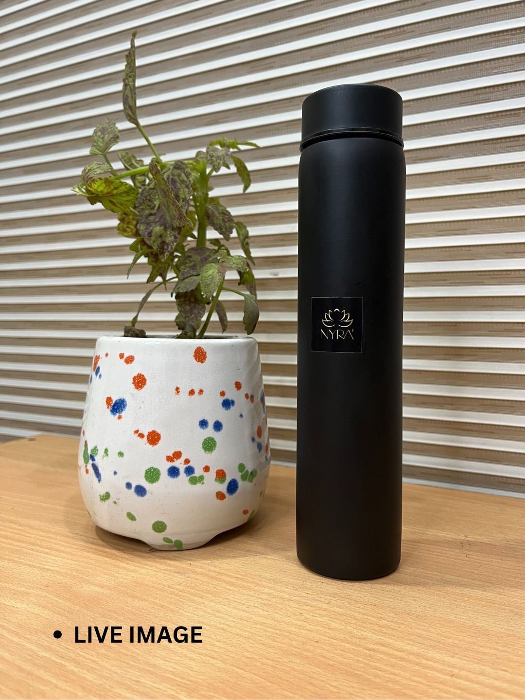 Nyra Kitchenware Black Brand Logo Stainless Steel Single Wall Vacuum Water Bottle - 450ml