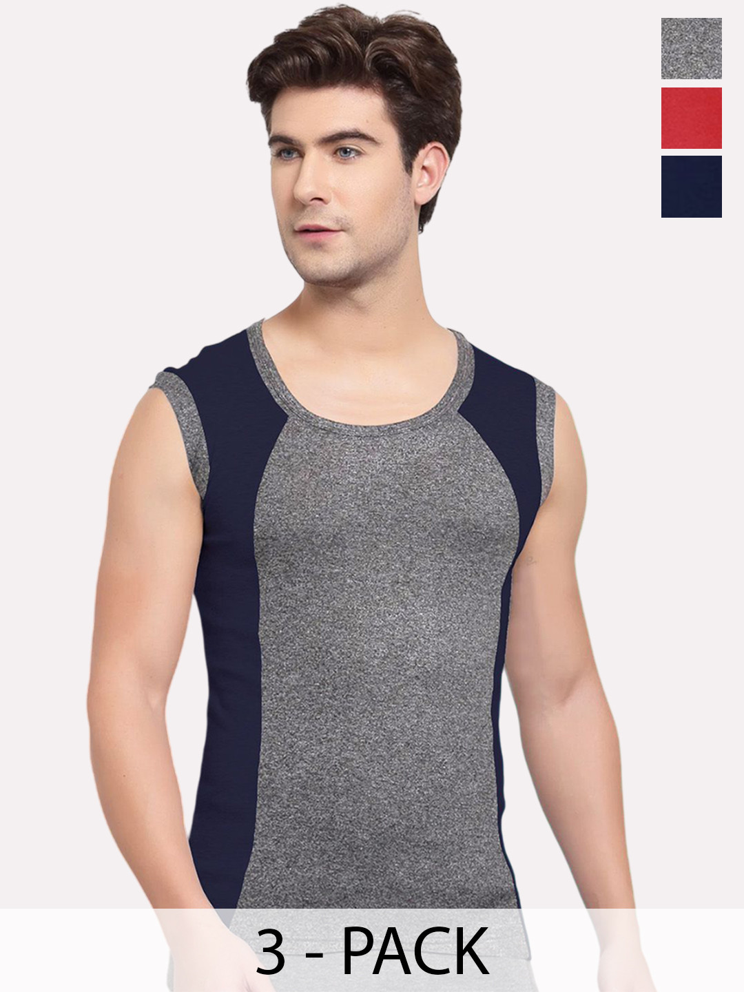Sporto by Macho Men Colourblocked Pack Of 3 Gym Vest
