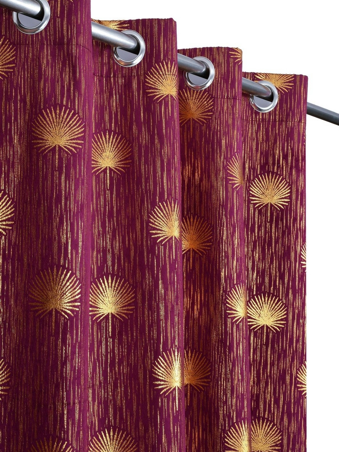 Galaxy Home Decor Purple 2 Pieces Self Design Velvet Room Darkening Long Door Curtain