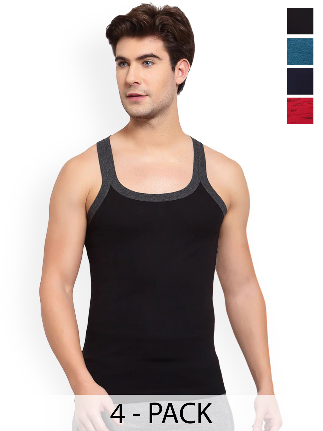 Sporto by Macho Pack Of 4 Combed Cotton Gym Vests Sprto