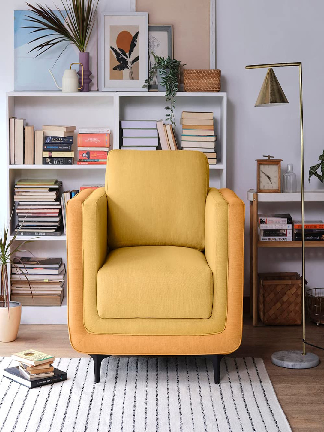 Sleepyhead Mojo 1 Seater Dual Tone Luxury Sofa Fabric Trippy Yellow