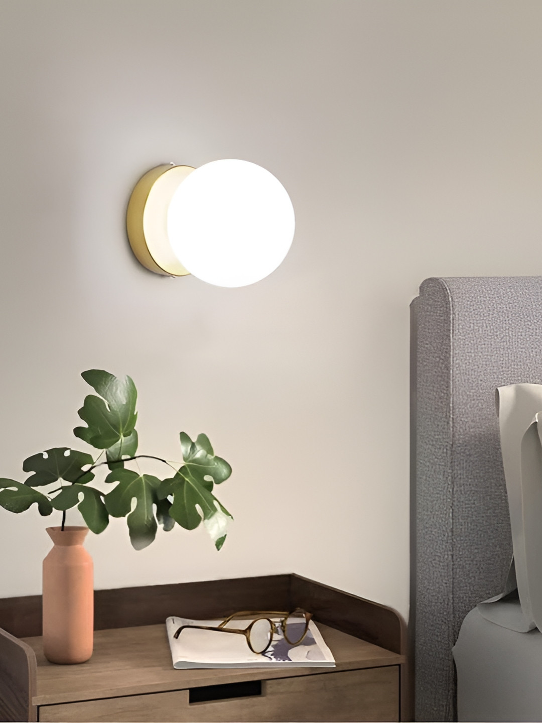 KINIS Gold-Toned & White Spherical Shaped Modern And Unique Style Wall Lamp