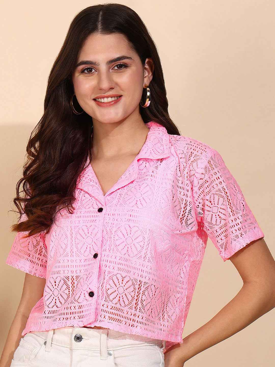 Funday Fashion Women Regular Fit Cuban Collar Solid Casual Shirt