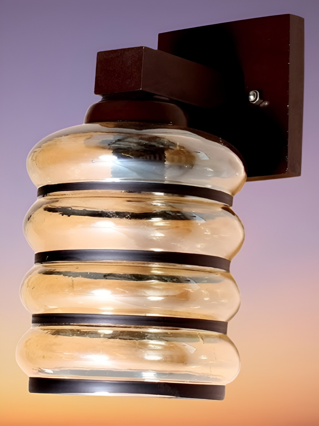 KINIS Brown & Transparent Wooden Cylinder Shape Wall Lamp